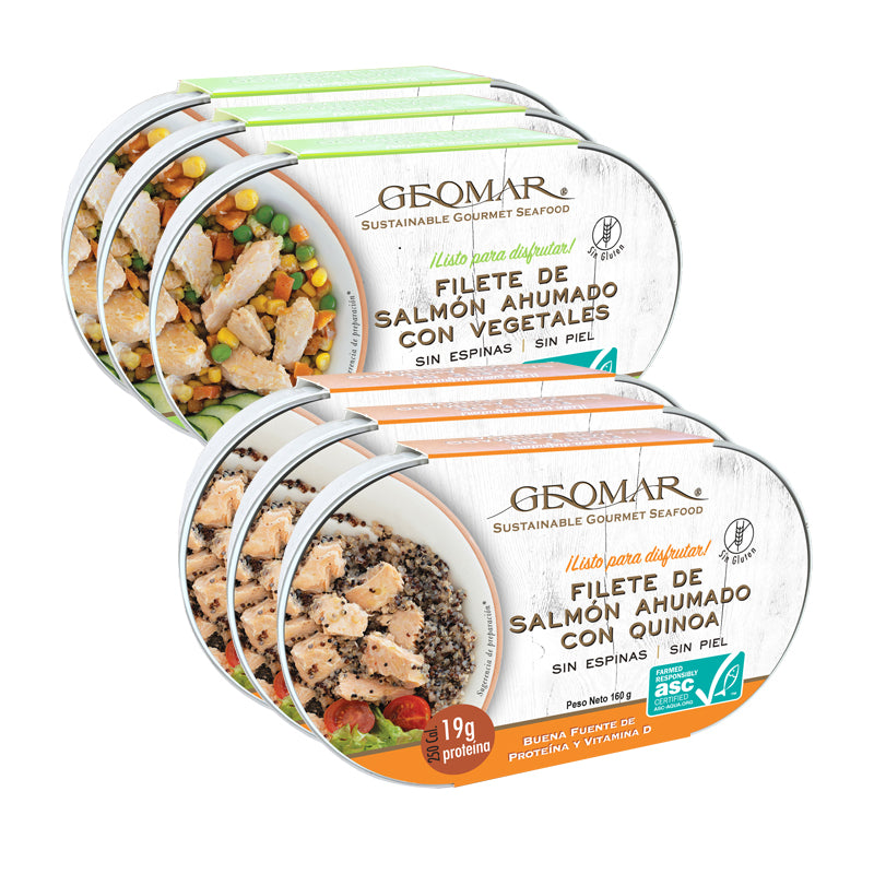 Filete de Salmón Ahumado con Quinoa y Salmón Ahumado con Vegetales - Pack 6
