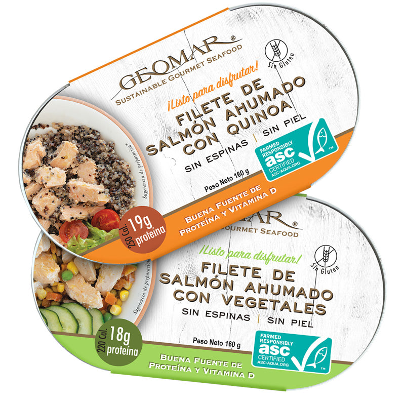 Filete de Salmón Ahumado con Quinoa y Salmón Ahumado con Vegetales - Pack 2